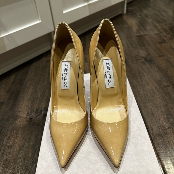 Jimmy Choo Nude Patent Anouk Pointed Toe Pumps Size 37 - Picture 7 of 7